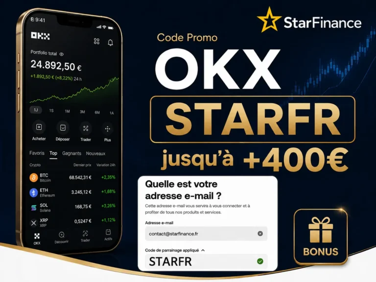Code promo OKX STARFR : jusqu&rsquo;à 400 € de bonus offerts