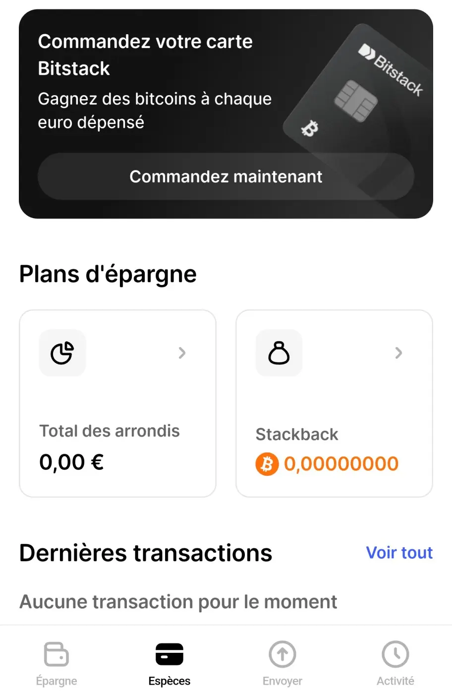 Bitstack carte interface paiement